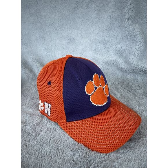 Clemson Tigers Fitted Hat Cap Zephyr Size Medium Large Orange Purple Mesh - Picture 2 of 7